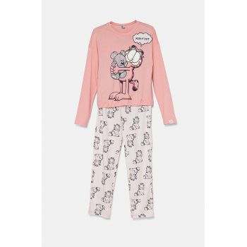 United Colors of Benetton pijama copii culoarea roz, modelator, 3Y5E0P06V