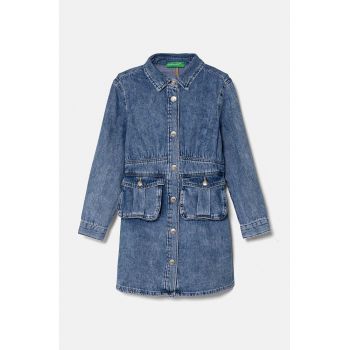 United Colors of Benetton rochie din denim pentru copii mini, evazati, 4AD6CV02P