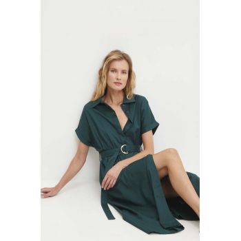 Answear Lab rochie culoarea verde, midi, evazati