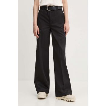 Dickies pantaloni WIDE LEG WORK PANT W femei, culoarea negru, lat, high waist, DK0A4YSE