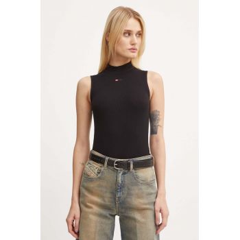 Diesel top femei, culoarea negru, cu turtleneck