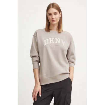 Dkny bluza femei, culoarea maro, cu imprimeu, DP4T9809