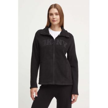 Dkny hanorac fleece culoarea negru, neted, DP4J9479