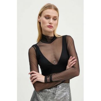 GOD SAVE QUEENS bluza ELA HIGH-NECK TOP femei, culoarea negru, neted, GSQ-21-330