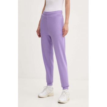 HUGO pantaloni de trening din bumbac culoarea violet, neted, 50522417