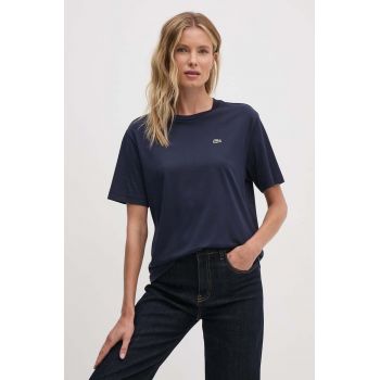 Lacoste tricou din bumbac femei, culoarea albastru marin, TF7215