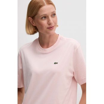 Lacoste tricou din bumbac femei, culoarea roz, TF7215