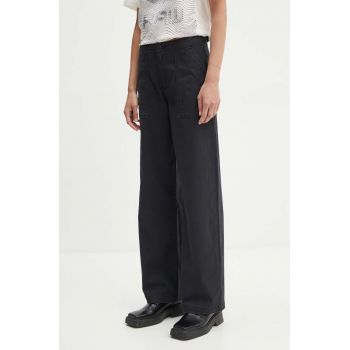 Levi's pantaloni femei, culoarea negru, lat, high waist, SURPLUS STRAIGHT