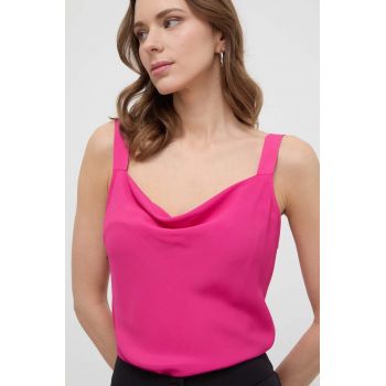 Marella top din amestec de matase culoarea roz, neted