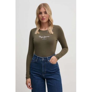 Pepe Jeans longsleeve femei, culoarea verde ieftin