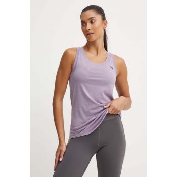 Puma top de yoga Studio Foundation culoarea violet, 524844