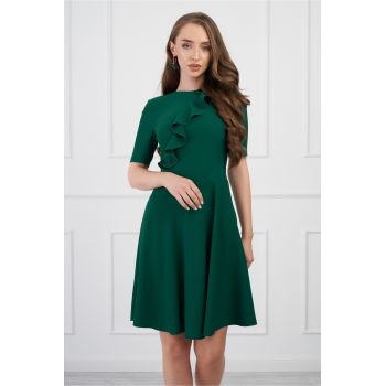 Rochie DY Fashion clos verde cu volan pe bust