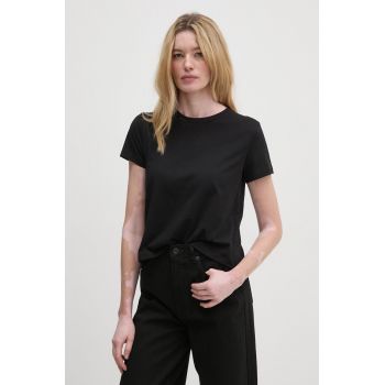 Sisley tricou din bumbac femei, culoarea negru