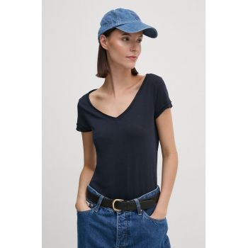 Sisley tricou femei, culoarea albastru marin