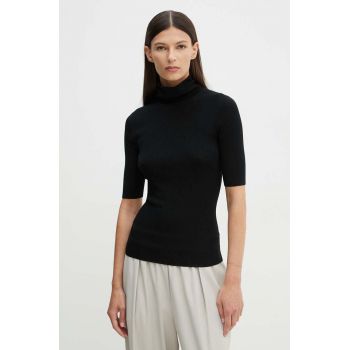 Theory pulover de lana femei, culoarea negru, light, cu turtleneck, J1111703