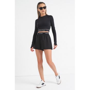 Bluza crop cu insertii de plasa pentru fitness