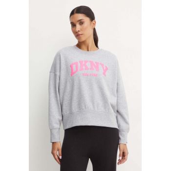 Dkny bluza femei, culoarea gri, cu imprimeu, DP4T9944