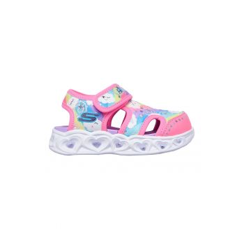 Sandale cu velcro si model colorblock Hearts Lights