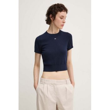 Tommy Jeans pulover femei, culoarea albastru marin, light, cu turtleneck, DW0DW18530