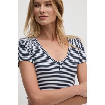 Tommy Jeans tricou femei, culoarea albastru marin, DW0DW18429