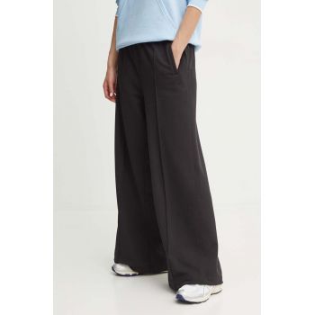 adidas Originals pantaloni de trening din bumbac Essentials Pintuck Wide Leg culoarea negru, neted, IW5739