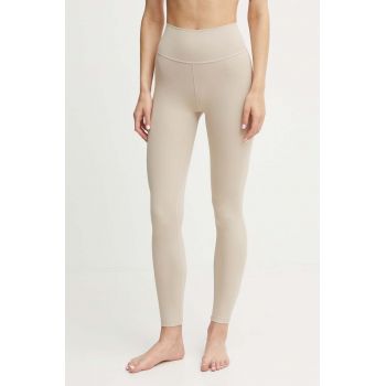 adidas Performance jambiere de yoga All Me culoarea bej, neted, IX0192