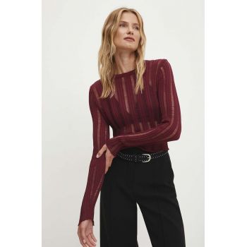 Answear Lab bluza femei, culoarea bordo, neted