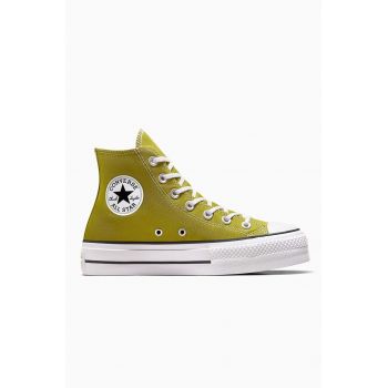 Converse tenisi Chuck Taylor All Star Lift femei, culoarea verde, A08286C