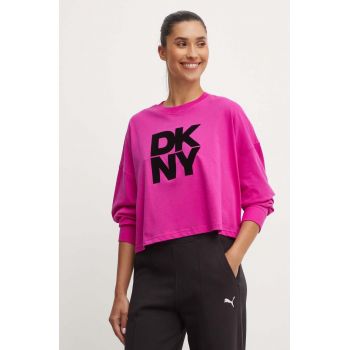 Dkny longsleeve din bumbac culoarea roz, DP4T9975