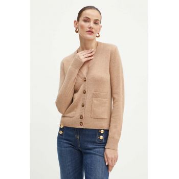 Elisabetta Franchi cardigan din lana culoarea bej, light, MK66S46E2