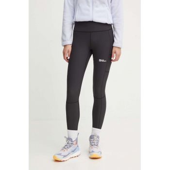 Jack Wolfskin leggins sport Kammweg femei, culoarea negru, neted, 1509091