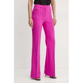 Morgan pantaloni PAROI.F femei, culoarea violet, evazati, high waist, PAROI.F