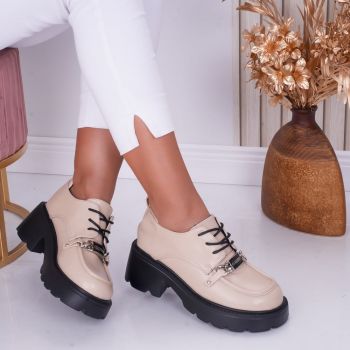 Pantofi dama casual Nude din Piele Ecologica Loris