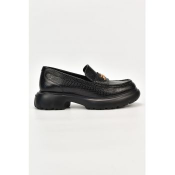 Pantofi loafer din piele cu model piele de reptila