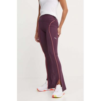 Puma leggins de antrenament Cloudspun culoarea violet, cu imprimeu, 525770