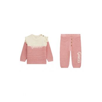 GUESS - Set de pulover in doua nuante si pantaloni cu logo brodat