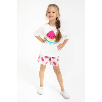 Set de tricou cu imprimeu grafic si pantaloni scurti