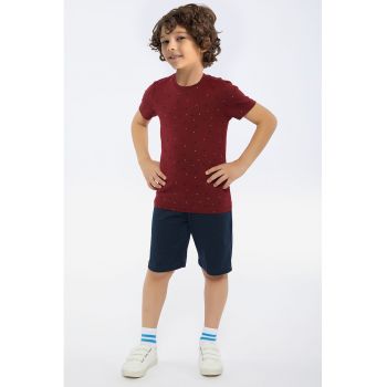 Set de tricou de bumbac si pantaloni scurti uni