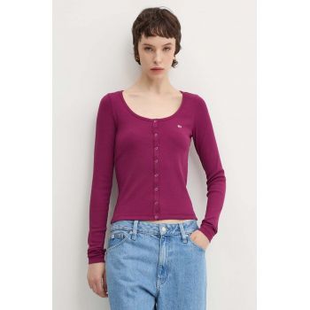 Tommy Jeans longsleeve femei, culoarea violet, DW0DW18431