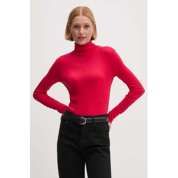 United Colors of Benetton longsleeve din bumbac culoarea rosu, cu guler, 3GA2E2224