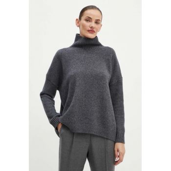 Weekend Max Mara pulover de lana femei, culoarea gri, cu guler, 2425366082600