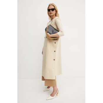 Weekend Max Mara vesta de lana culoarea bej, de tranzitie, 2425276011600