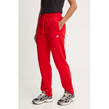 adidas pantaloni de trening Essentials culoarea rosu, neted, IY1634