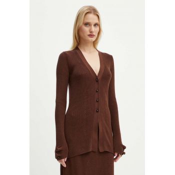 AERON cardigan din bumbac culoarea maro, light, PFPU256515