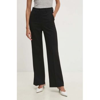 Answear Lab pantaloni femei, culoarea negru, lat, high waist