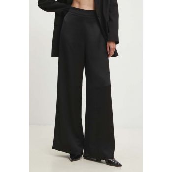 Answear Lab pantaloni femei, culoarea negru, lat, high waist