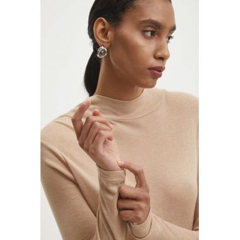 Answear Lab pulover de lana culoarea bej, light, cu turtleneck