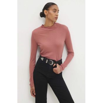 Answear Lab pulover de lana culoarea roz, light, cu turtleneck