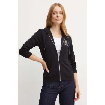 Armani Exchange bluza femei, culoarea negru, cu glugă, cu imprimeu, 6DYM79 YJEGZ