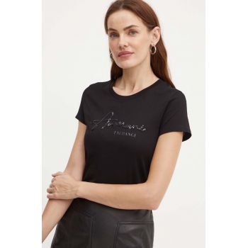 Armani Exchange tricou din bumbac femei, culoarea negru, 6DYT51 YJG3Z